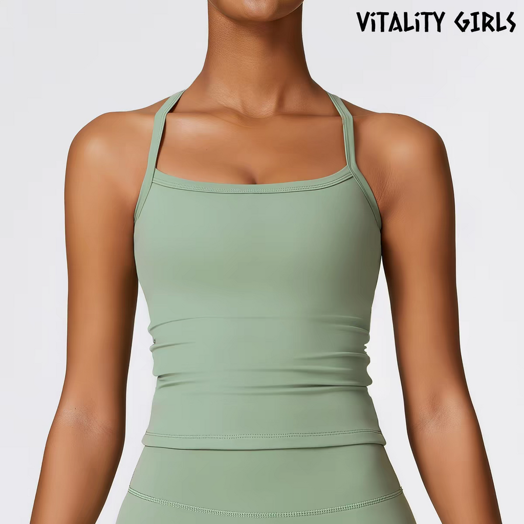 Open Back Yoga Tank Top | Built-In Bra Pad, Anti-Bounce, Quick Dry, Slim Fit Sports Cami