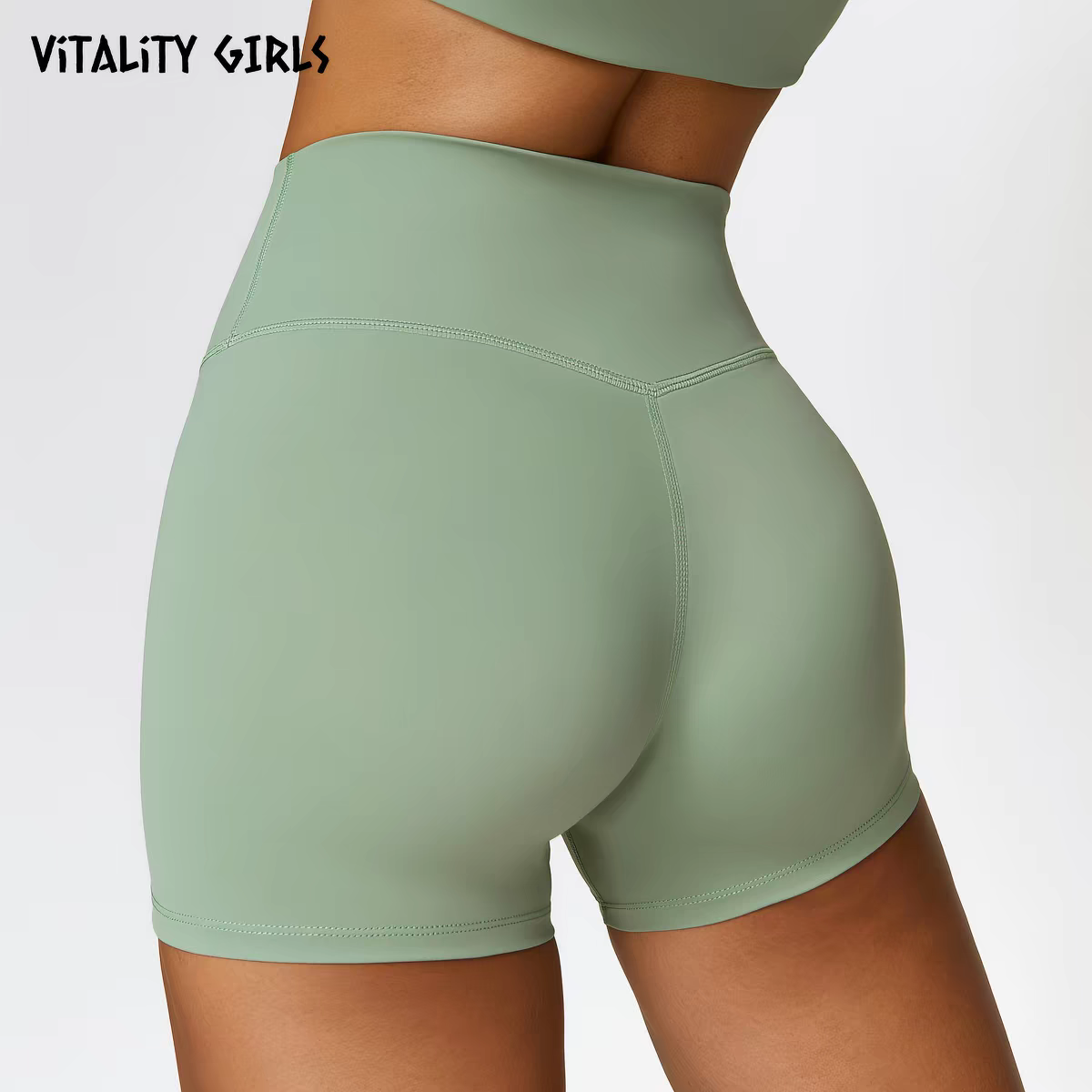Women High Waist Quick Dry Seamless Yoga Shorts, Anti-Roll Up Tight 3/4 Sports Capris