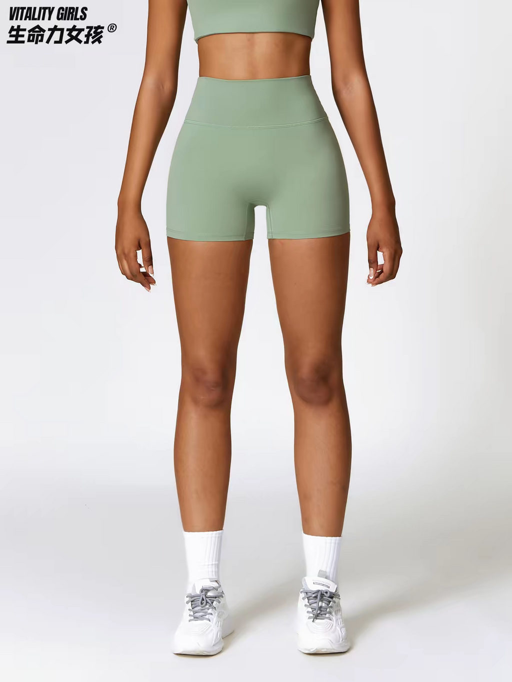 Women High Waist Quick Dry Seamless Yoga Shorts, Anti-Roll Up Tight 3/4 Sports Capris