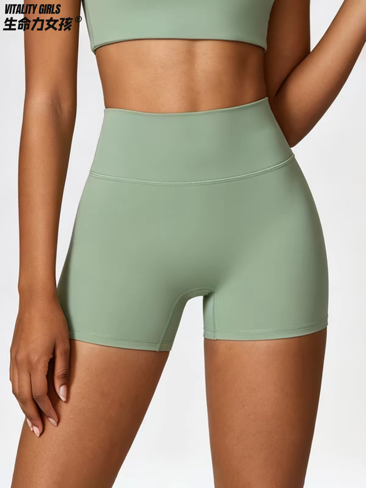 Women High Waist Quick Dry Seamless Yoga Shorts, Anti-Roll Up Tight 3/4 Sports Capris