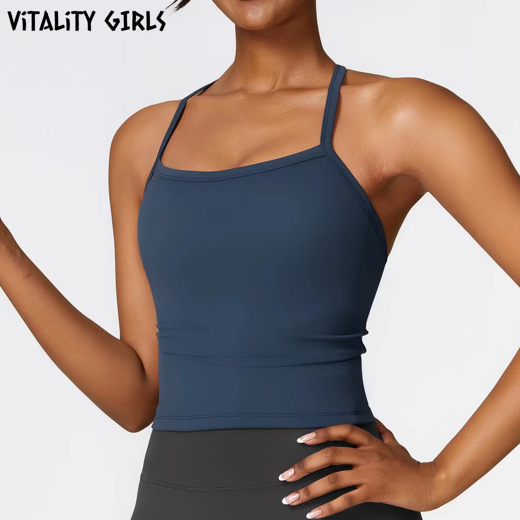 Open Back Yoga Tank Top | Built-In Bra Pad, Anti-Bounce, Quick Dry, Slim Fit Sports Cami